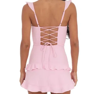 ruffle corset dress pink thumbnail 3