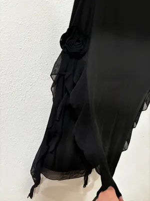Amazon Black ruffle dress with high side slits thumbnail 3