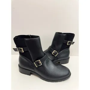 Anne Klein‎ Boots Size 10.5 Black Block Heel Almond Toe Buckle Detail NEW thumbnail 5