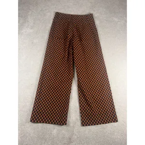 Anthropologie Maeve Colette Pants Rust Black Checkerboard Cropped Wide Leg 27 thumbnail 8
