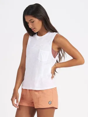 Vuori Sunset tank top, low cut arm hole, slub cotton, white, size XS thumbnail 1