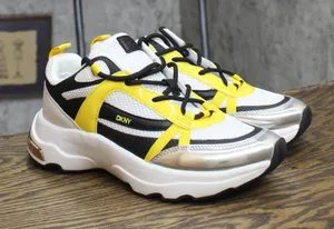 DKNY Womens Juna Lace-Up Running Sneakers K2476994 White / Black / Yellow 7.5M thumbnail 1