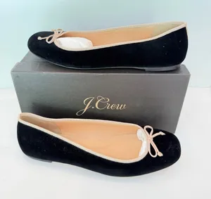 New J.Crew Lily Velvet Ballet Flats Sz 11 Black Preppy Classic J Crew Shoes thumbnail 1
