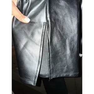 Abercrombie & Fitch Vegan Leather Split Hem Flare Leggings Black Size‎ Small S thumbnail 4
