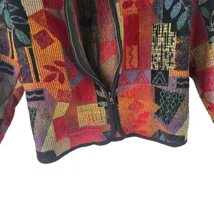 A La Carte Women's Size P XS‎ Abstract Multicolor Corduroy Zip Jacket thumbnail 3