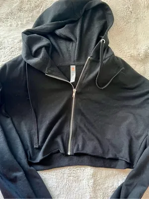 NEW Mono B Black Zip-Up Hoodie with Silver Zipper thumbnail 1