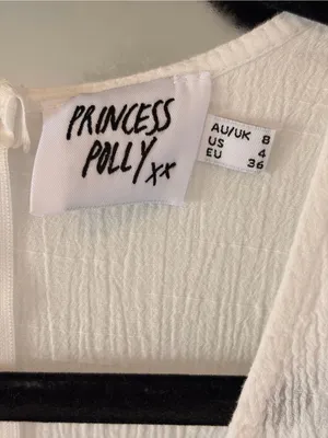 PRINCESS POLLY womens size 4 company for one white ruffled wrap tie waist dress thumbnail 4