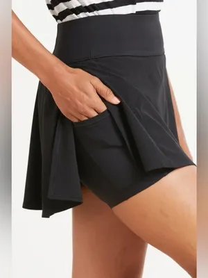 Spanx Black Ribbed Get Moving Tennis Skort thumbnail 2