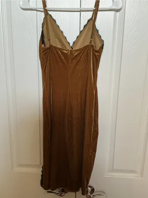 Forever 21 Gold Velvet Slip Dress with Black Lace thumbnail 8