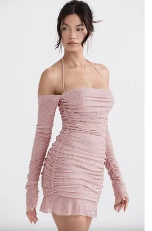 HOUSE OF CB Estella Crystallised Mini Dress in Soft Pink Size Medium thumbnail 13