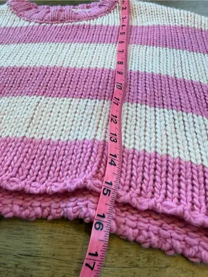 Edikted Pink and Cream Striped Cropped Crew Sweater thumbnail 6
