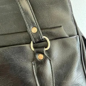 Faux leather‎ black double handle hobo bag purse zip multi compartment shoulder thumbnail 8
