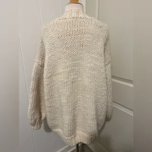 Handmade Heavy Knit‎ Crochet Open Cardigan Sweater Oversized Chunky Fall Grandma thumbnail 2