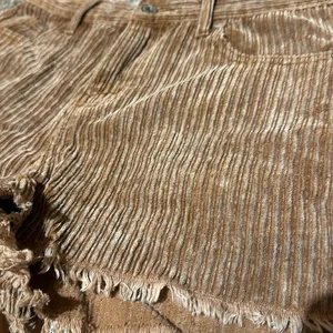Corduroy Brown Frayed Hem Shorts thumbnail 4