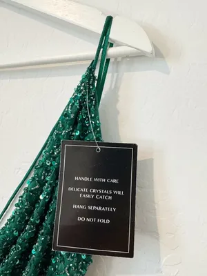 Retrofête Michal Sequin Top Size Large Emerald Green Cowl Neck Club Night Out thumbnail 6