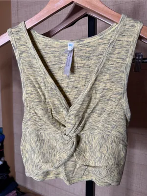 Free People Movement New Moon Knotted Front Crop Tank Sleepy Lemon Medium thumbnail 5