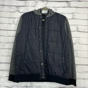 Ocean Current Women’s Puffer Jacket XL Black Gray Two Tone Button Up Hoodie Y2K thumbnail 7