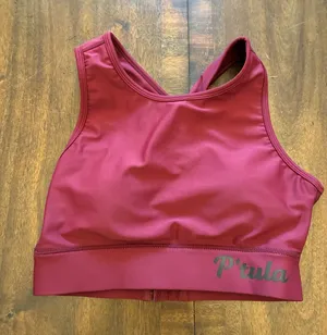 P’tula Sports Bra Women’s Medium Red Burgundy High Neck Criss Cross Back thumbnail 1
