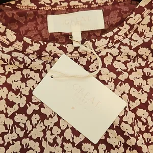 💕THE GREAT💕 The Long Sleeve Sleep Tee ~ Maroon Shadow Floral Size 3 Large NWT thumbnail 11