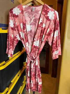 Flora Nikrooz Coral Floral Kimono Robe Loungewear Sleepwear Size Medium thumbnail 3