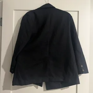 Navy Blue Double Breasted Textured Blazer Size Medium Petite thumbnail 3