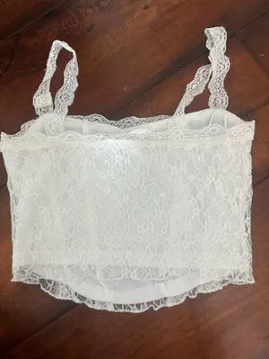 More to Come/Revolve White Lace Crop Tank Top - Women thumbnail 6