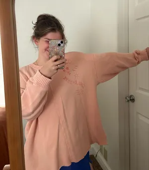 Aerie Pink Crewneck Oversized Small thumbnail 1