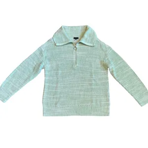 Talbots Mint Green Marl Shaker Knit Quarter Zip Sweater Womens Large Pastel thumbnail 2