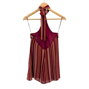 Reformation Bibi Dress Rio Stripe Multi Striped Halter Backless Keyhole Sz 6 NEW thumbnail 4