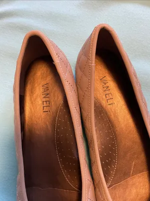 Vaneli Quilted tan or cream Ballet Flats with Black Cap Toe thumbnail 3