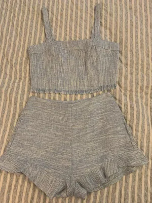 Willow Boutique Powder Blue Boucle Tweed Shorts Set thumbnail 3