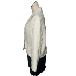 NWT NANETTE nanette lepore Pearl Button Tweed Jacket Large Oatmeal thumbnail 4
