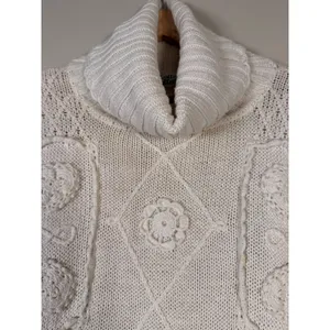Vtg Colleens Collectables Ivory‎ Chunky Knit Turtleneck Sweater Tunic Dress thumbnail 3