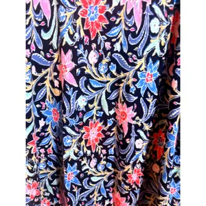 LOFT Floral Blouse Womens Medium Navy Blue‎ Pink Excellent Ruffle Sleeve Top thumbnail 8