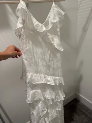 Satin white formal dress thumbnail 2