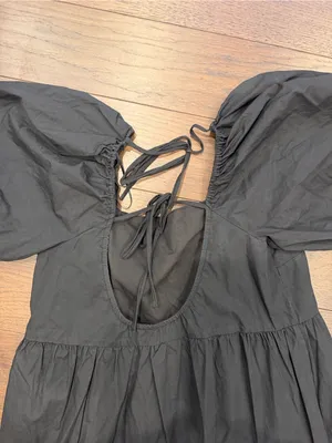 Moodie Black Puff Sleeve Midi Tiered Dress Size Large - C11-434 thumbnail 9