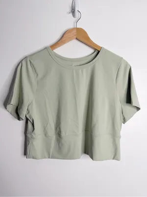 NEW FLX Affirmation Travel Crop Top Light Green XL Activewear‎ Athleisure Gym thumbnail 2