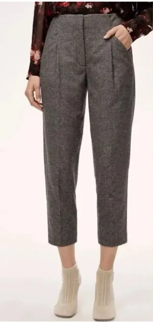Aritzia Wilfred Chambery Trouser Pants 0 Wool‎ Cashmere Blend High Waist Ankle thumbnail 1