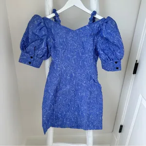 GANNI Cold-shoulder cloqué mini dress Purple Size Small thumbnail 5