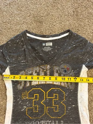 Team Apparel Women's Heather Black Steelers Short Sleeve Tee Size Small thumbnail 6