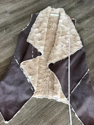 Anthropologie Brigitte Bailey faux suede fur shearling vest brown beige small NWOT thumbnail 7