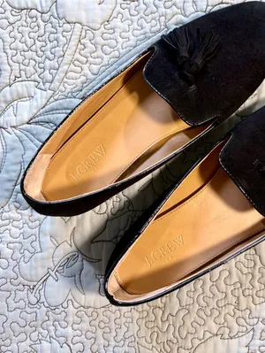 ☀️J.Crew Black Faux Suede Tassel Smoking Loafers Flats Sz 8.5🧡 thumbnail 7