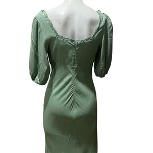 ASTR The Label Women's Green Midi Dress Size M Puff Sleeve Casual thumbnail 4
