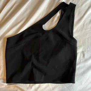NWOT Abercrombie & Fitch Black Asymmetrical Cutout Black Tank Top thumbnail 1