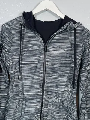 Lululemon Women 8 Heathered Black White Hooded Define Jacket Athleisure thumbnail 3
