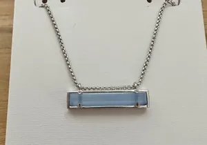 Kendra Scott Leanor Silver Tone Rhodium Plated Periwinkle Necklace NWT thumbnail 2