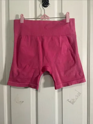 JoyLab High-Waist Ribbed Hot Pink Bike Shorts thumbnail 3