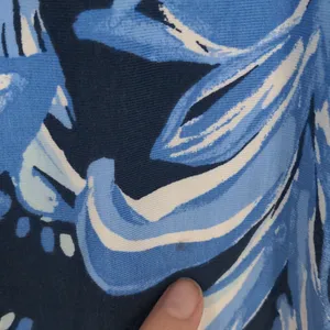 Lilly Pulitzer Blue Floral A-Line Dress XS Pink Border Ruffle Sleeve Rayon Spand thumbnail 11