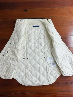 Polo Ralph Lauren White Quilted Sleeveless Stand Collar Preppy Vest Sz S 🧡🍄 thumbnail 12