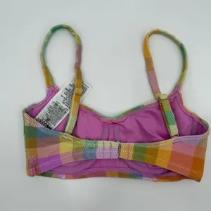 Billabong Bikini Top SZ Small Warm Wave Lila Bralette Swim Suit Madras Plaid NWT thumbnail 4